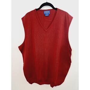 Pendleton Men's Merino Wool Burgundy V-neck Sweater Vest Size XL